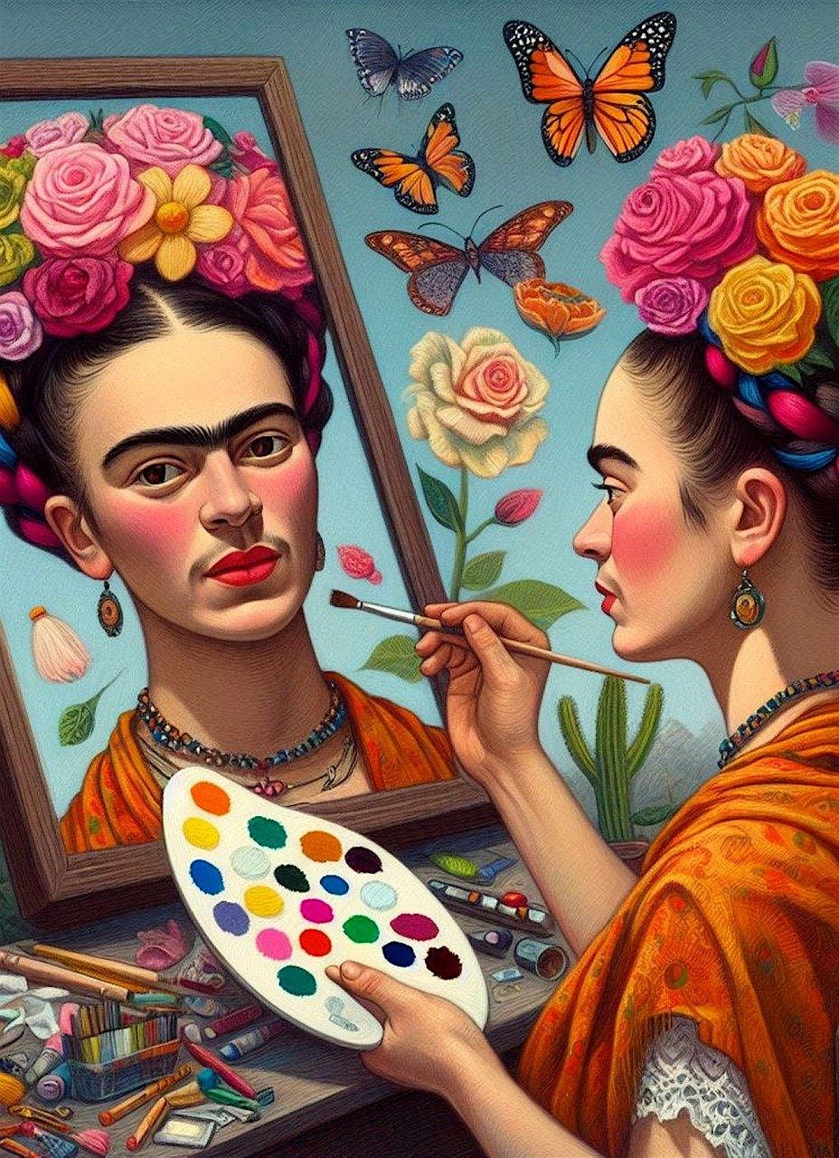 Hispanic Artist, Frida Kahlo Watercolor Paint Night