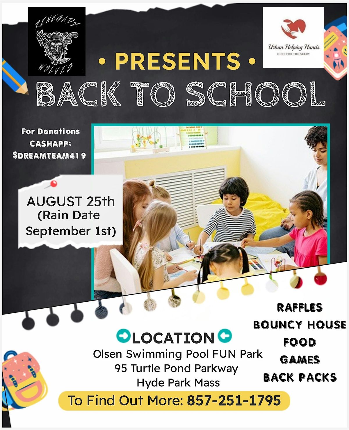 BACK TO SCHOOL EVENT, Olsen Swimming Pool Fun park, Boston, 25 August 2024