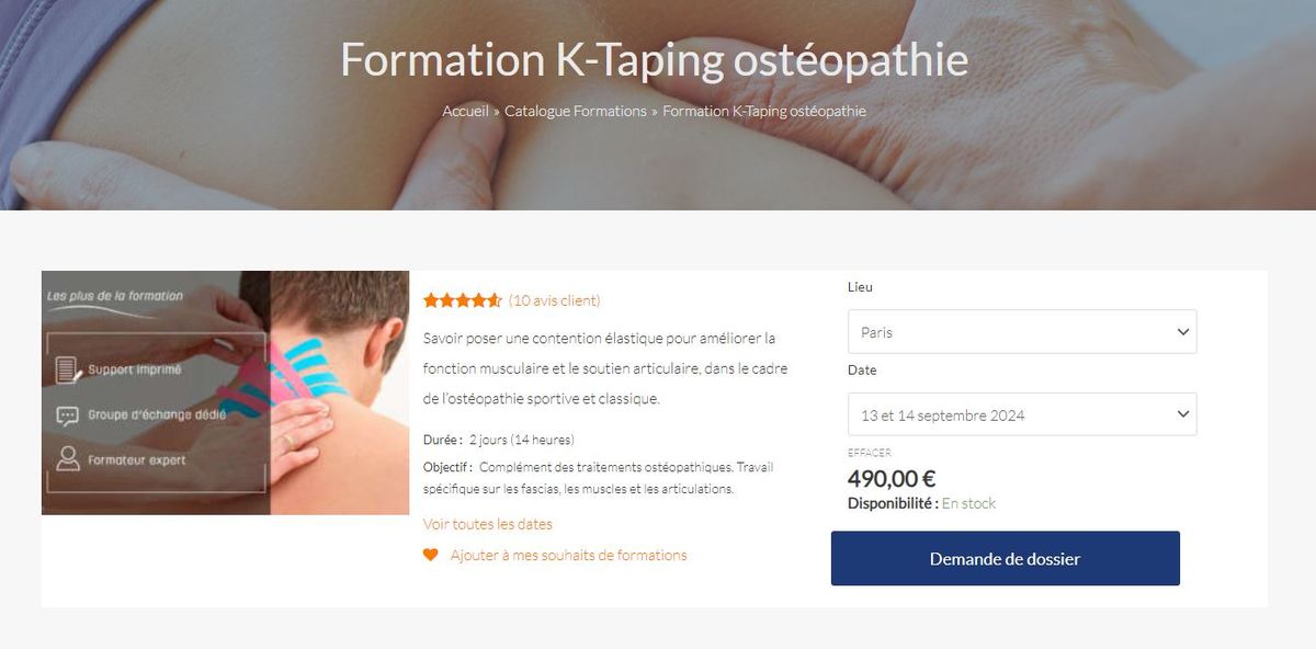 Formation K-Taping ost\u00e9opathie