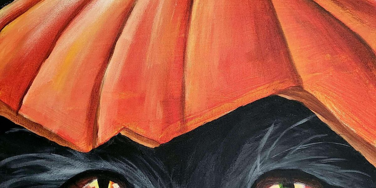 Pumpkin Hat Black Cat - Paint and Sip by Classpop!\u2122