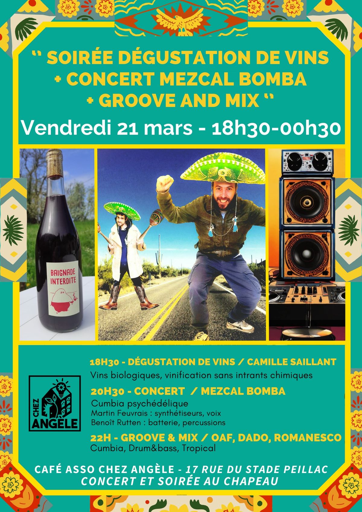 F\u00eate du printemps ! D\u00e9gustation de vin + concert Mezcal Bomba + Groove and mix