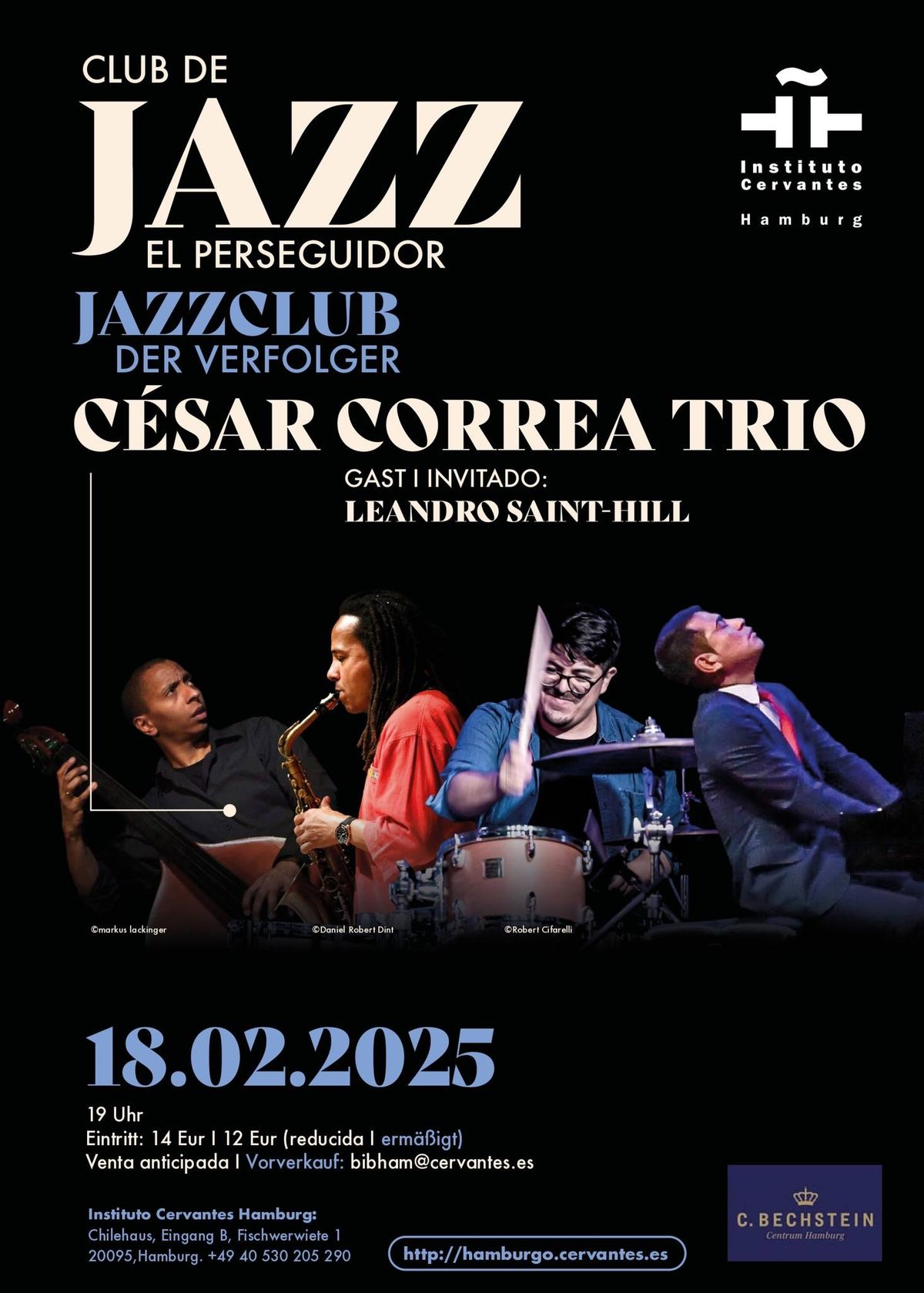 \ud83c\udfb6Club de Jazz El perseguidor: C\u00e9sar Correa Tr\u00edo con Leandro Saint-Hill