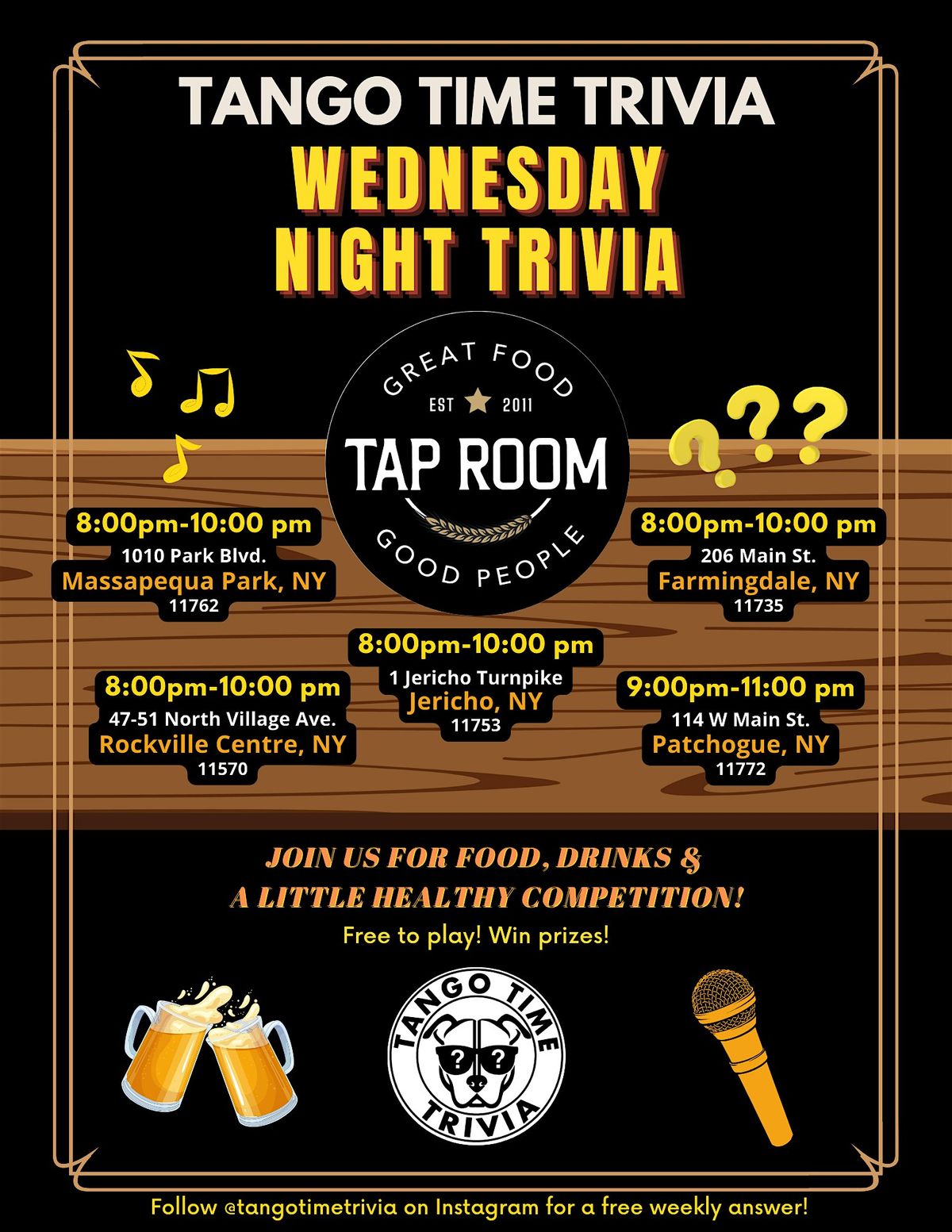 Copy of FREE Wednesday Trivia Shows! At Tap Room in Massapequa Park!