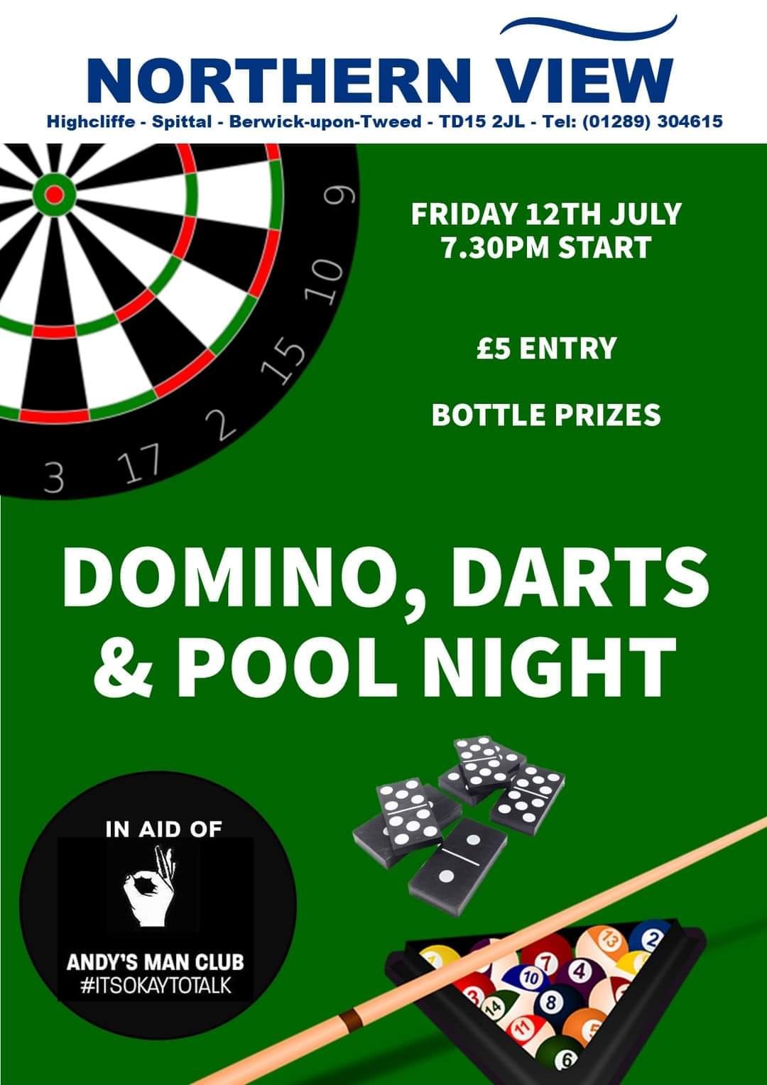 Domino, Darts and Pool in aid of Andy's Man Club