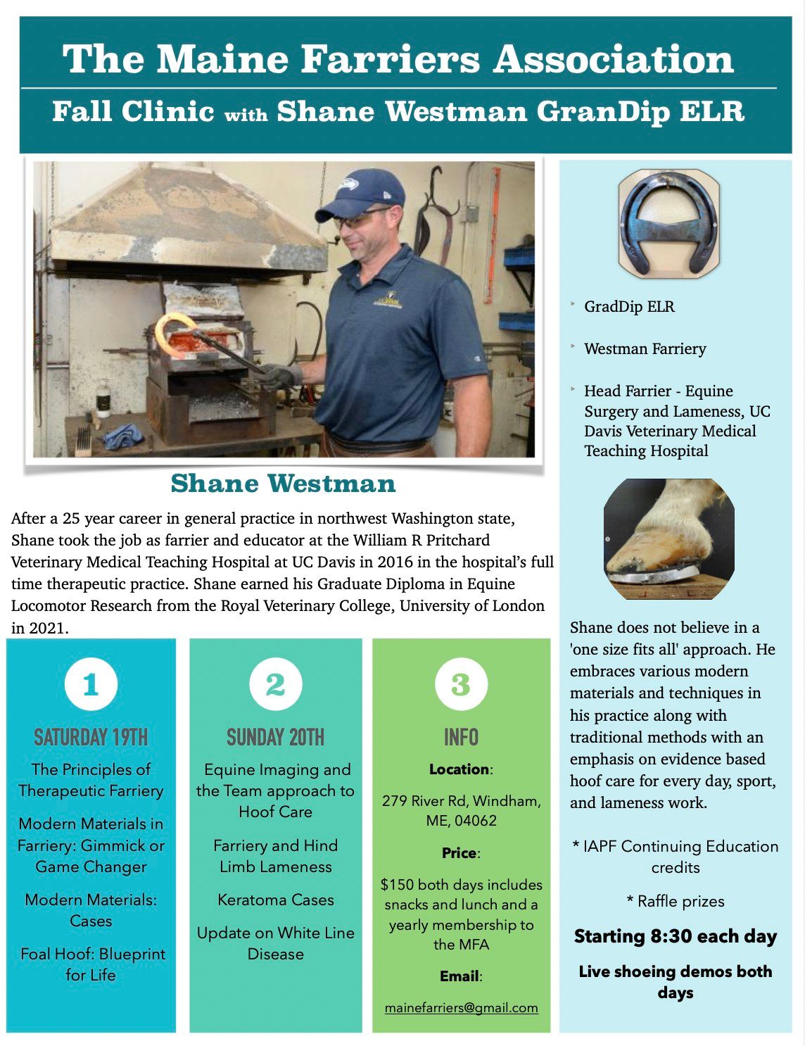 Maine Farriers Association Fall Clinic with Shane Westman