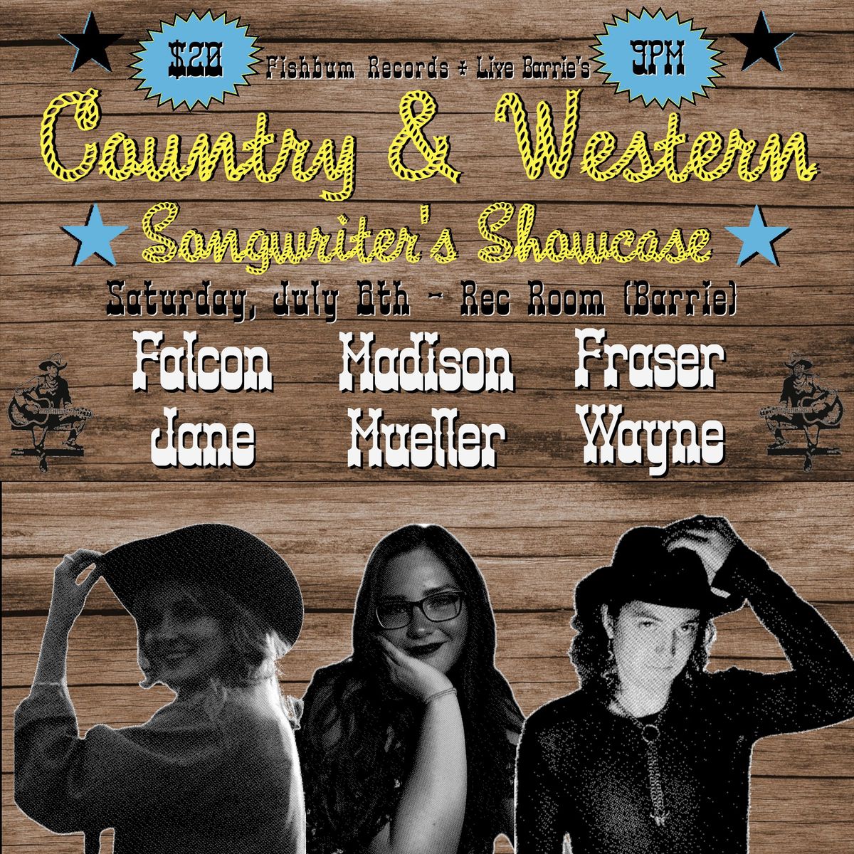 Country & Western Showcase @ The Rec Room (Barrie) w\/ Falcon Jane, Fraser Wayne & Madison Mueller