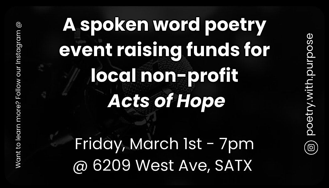 Poetry with Purpose: Live Poetry Reading Event (SATX)