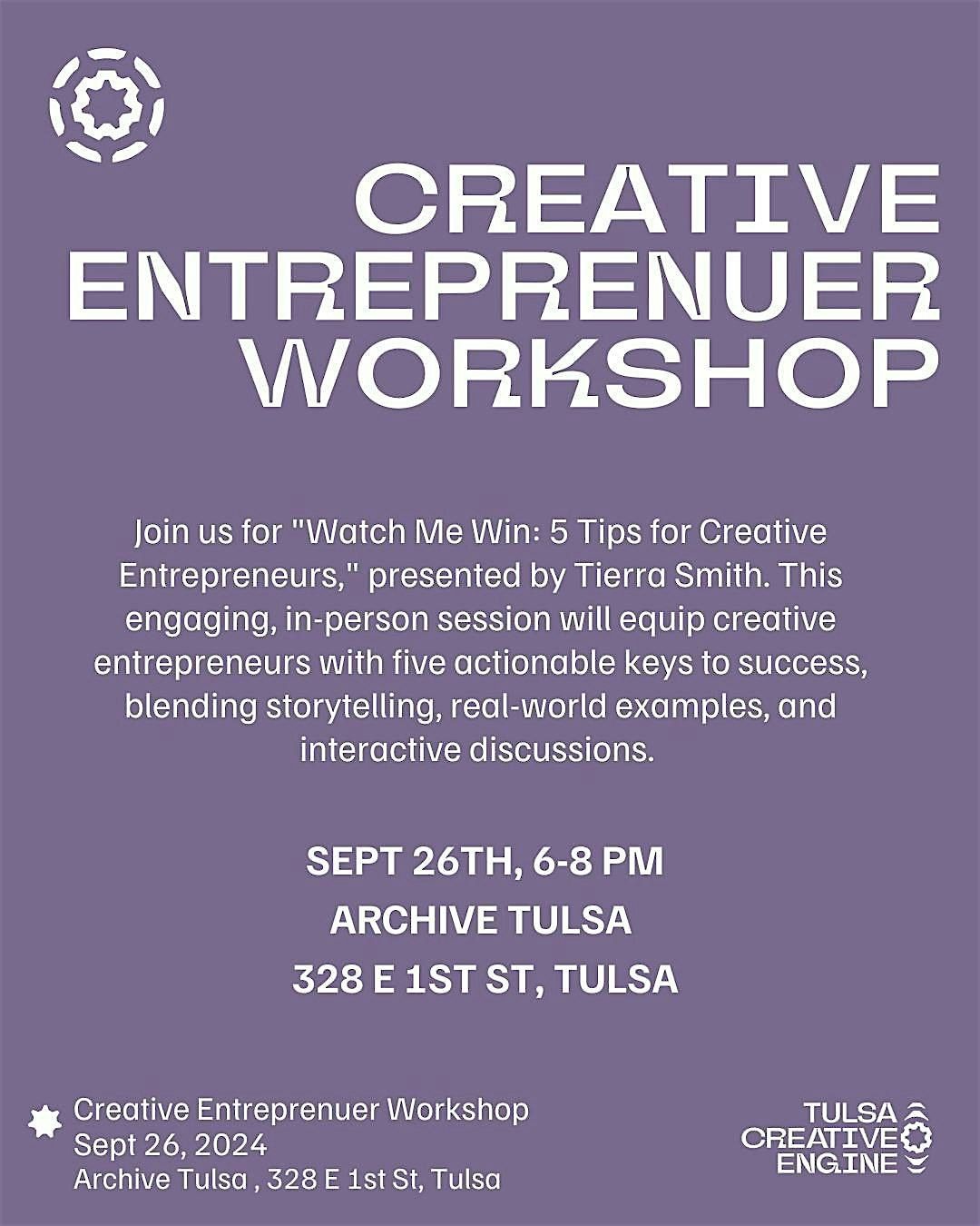 Educational Workshop: Watch Me Win 5 Tips for Creative Entrepreneurs