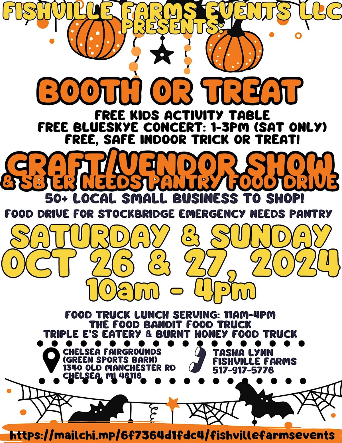 FISHVILLE FARMS BOOTH OR TREAT CRAFT SHOW & FOOD DONATION DRIVE