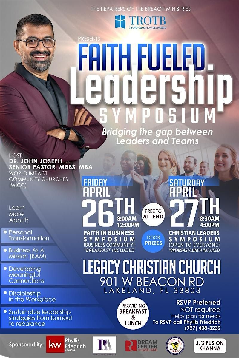 DAY 2-Sat, April 27th-FAITH FUELED LEADERSHIP-OPEN TO ALL CHRISTIANS