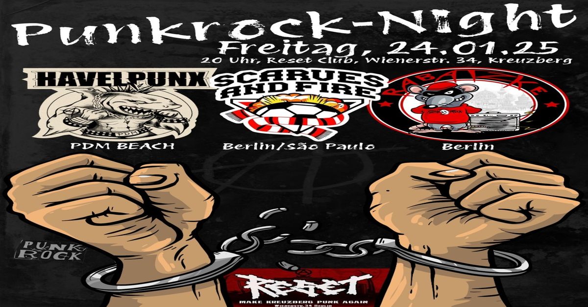 Scarves And Fire (FootballPunk, S\u00e3oPaulo\/BE) + Havelpunx - (Punk, PDMBeach) Rabatzke (Punk, BE) 