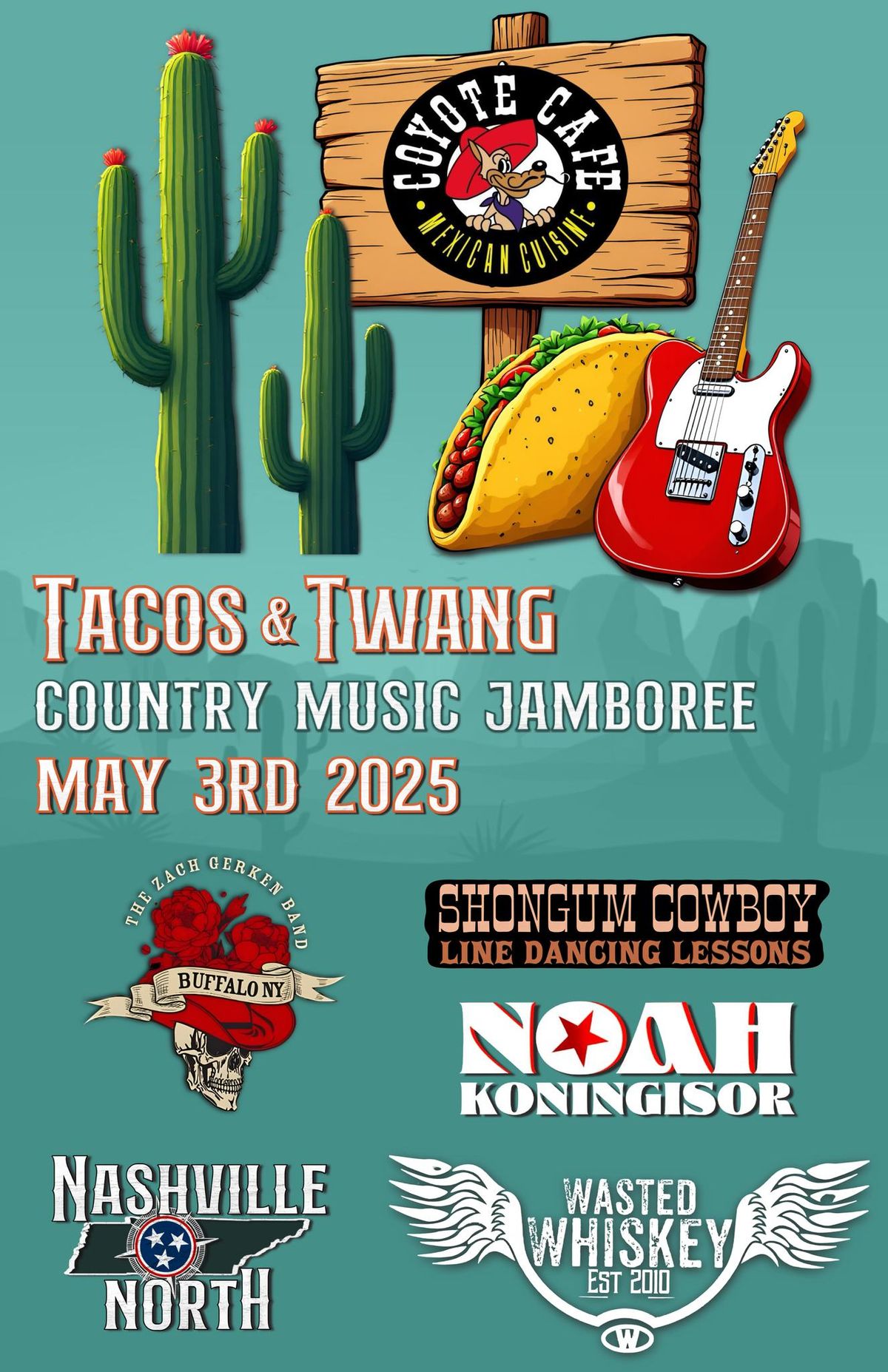 TACOS & TWANG COUNTRY JAMBOREE. Start the summer off with a great night of Country Music and Dancing