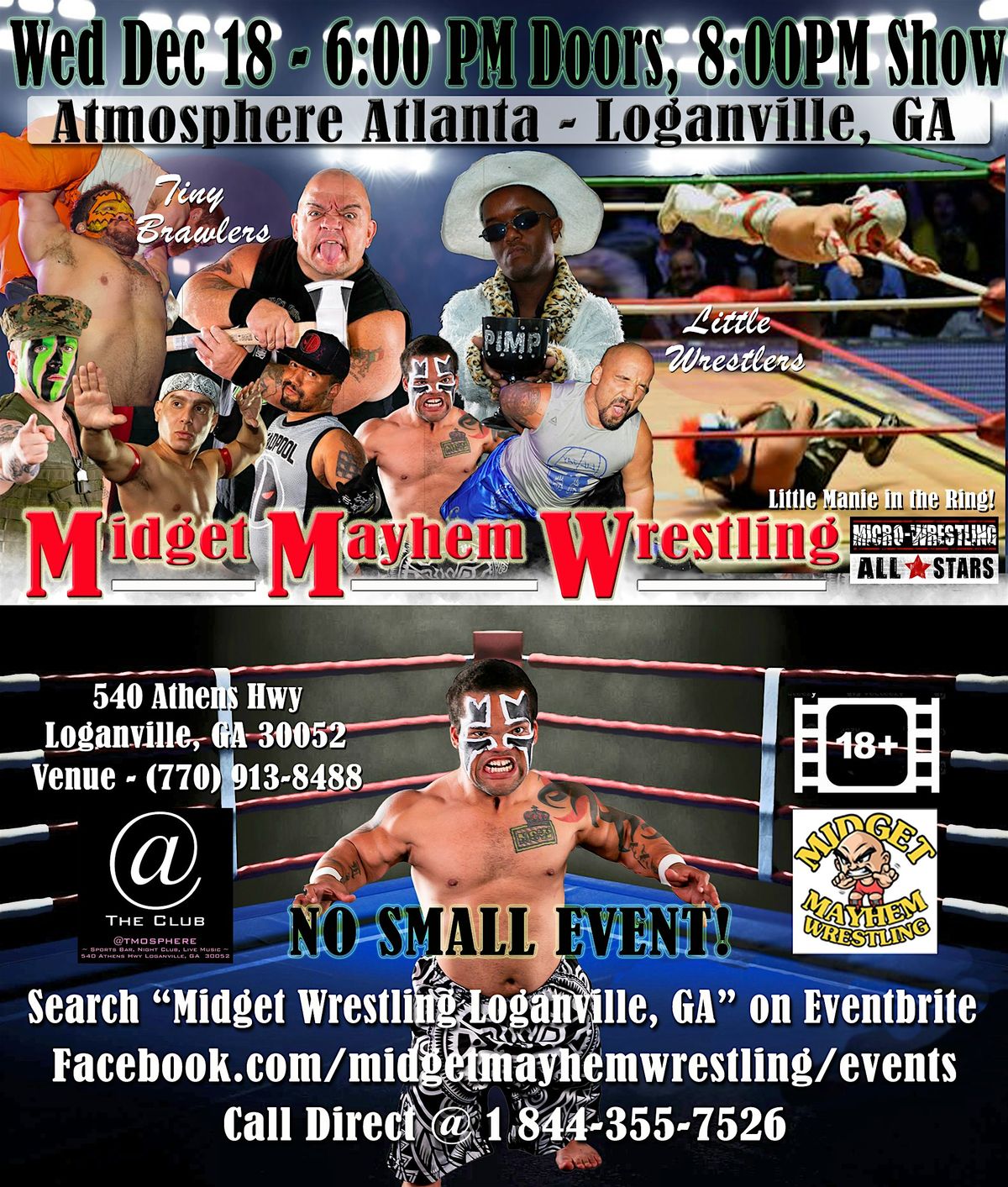 Midget Mayhem Wrestling Rips Through the Ring! Loganville GA 18+