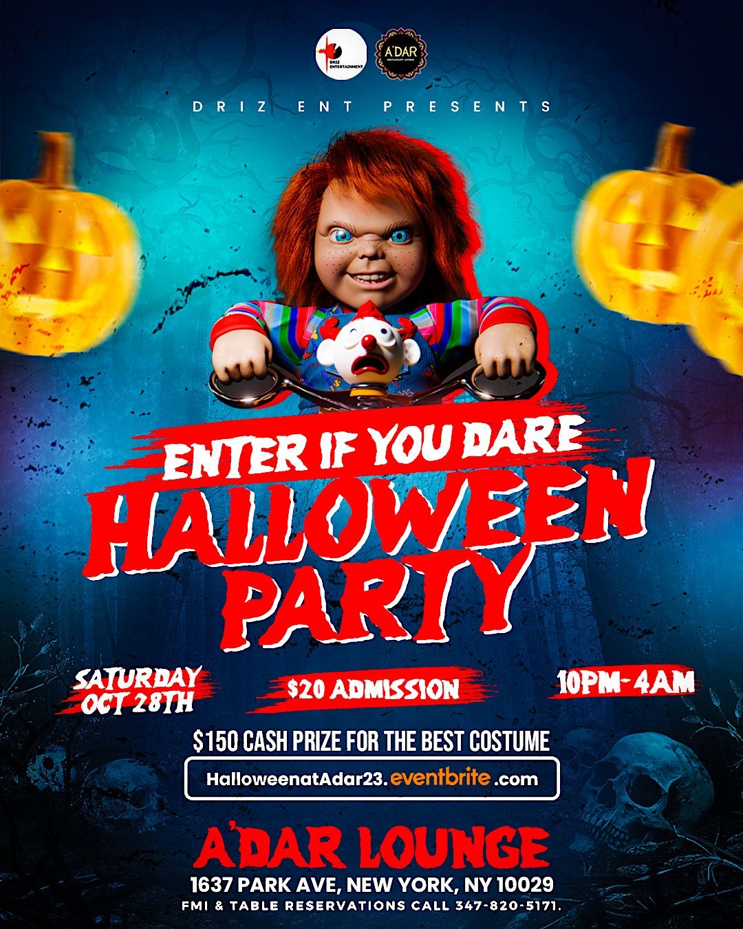 ANNUAL HALLOWEEN PARTY, ADAR LOUNGE, New York, 27 October to 28 October