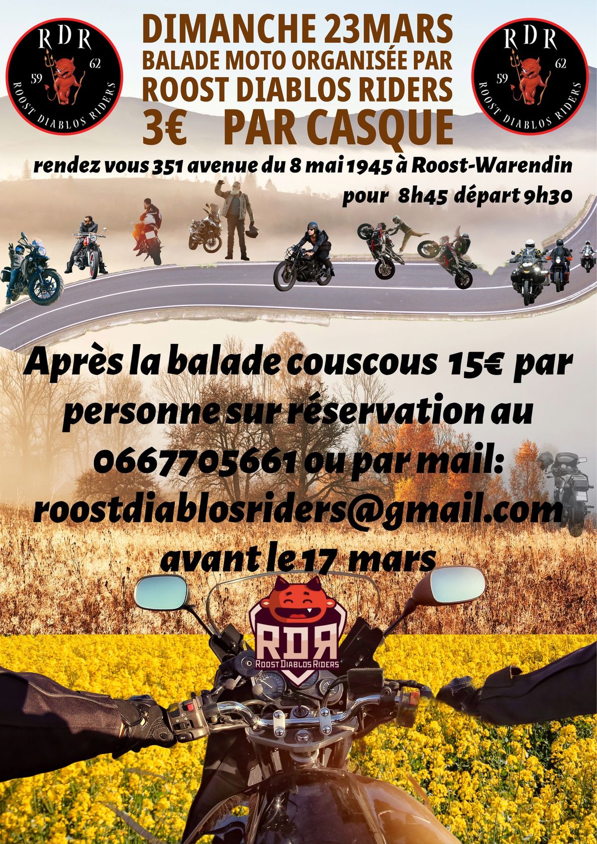 Balade Moto de printemps RDR le 23 mars 2025