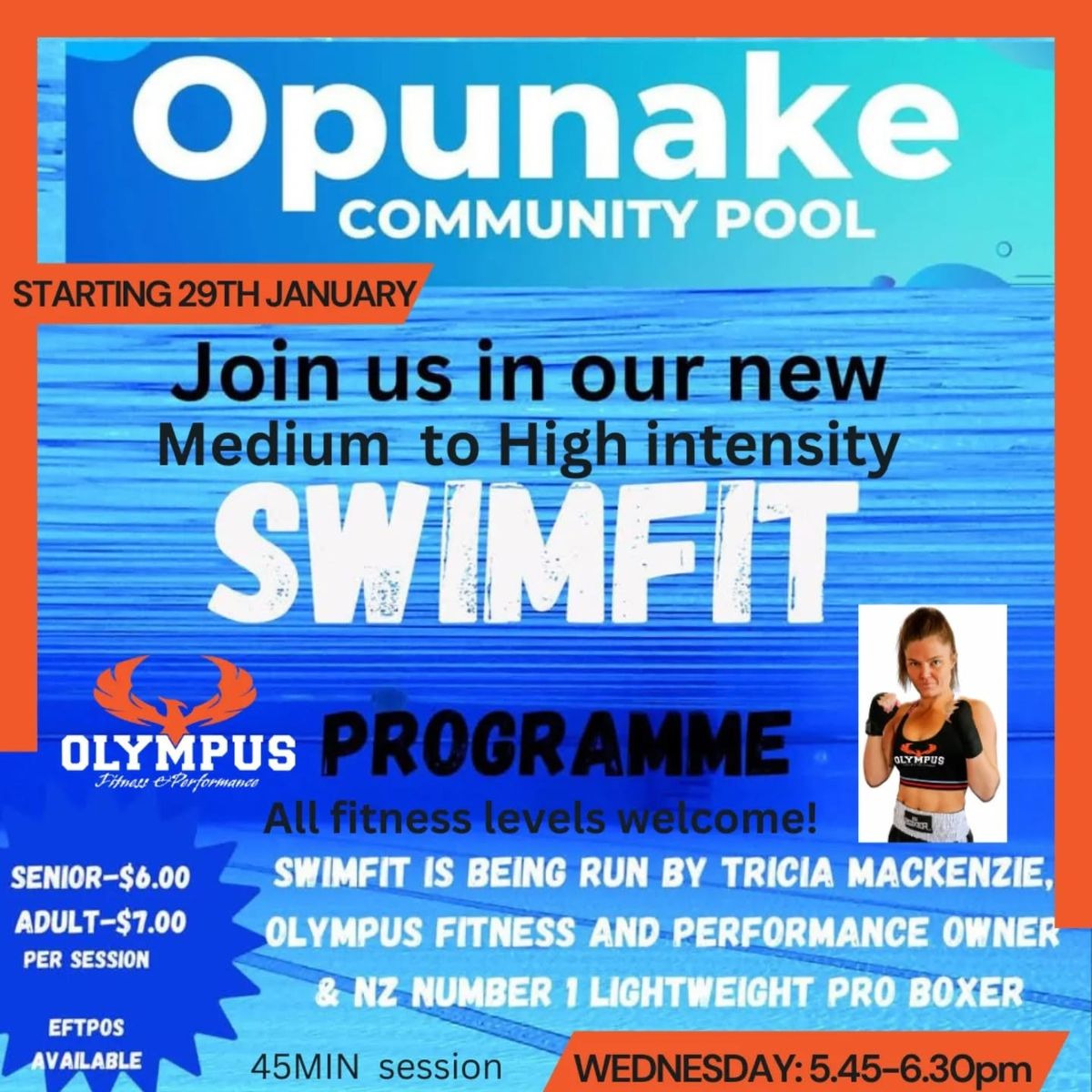 Opunake Community Pools SwimFit!!! Every Wednesday 5.45-6.30pm