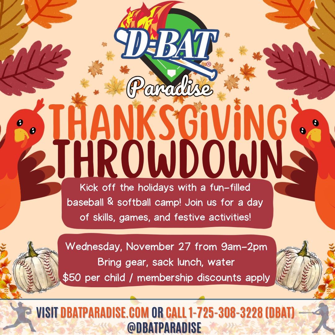 Thanksgiving Throwdown Baseball and Softball Day Camp at D-BAT Paradise in Las Vegas