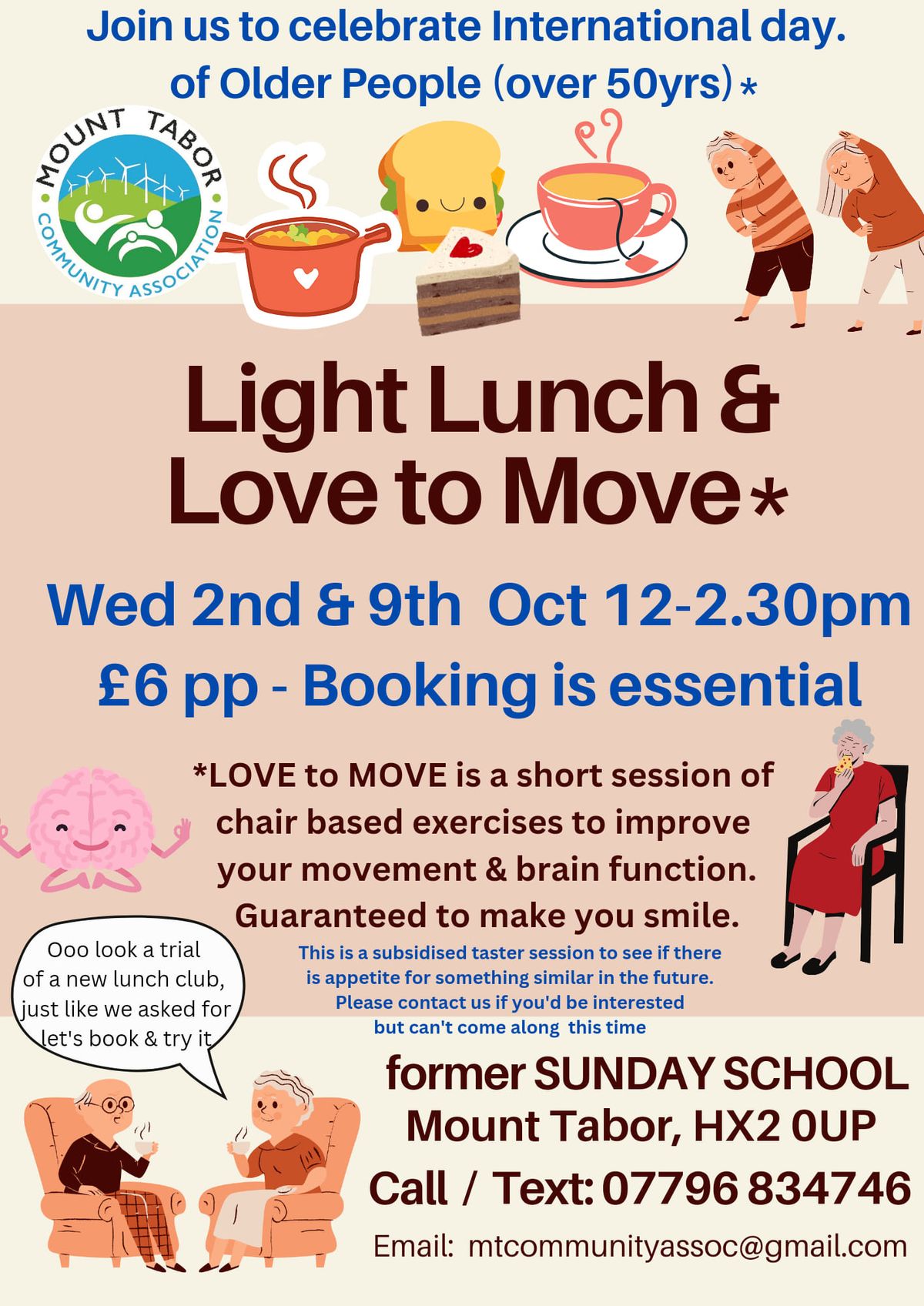 Light Lunch and Love to Move* (Taster Sessions for the over 50yrs) 