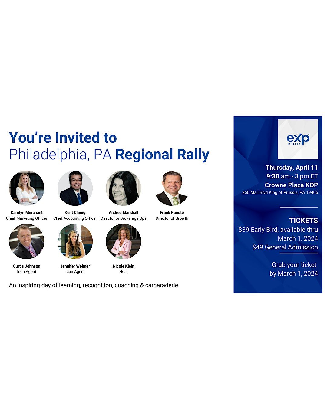 eXp Regional Rally Philadelphia PA, Crowne Plaza Philadelphia King