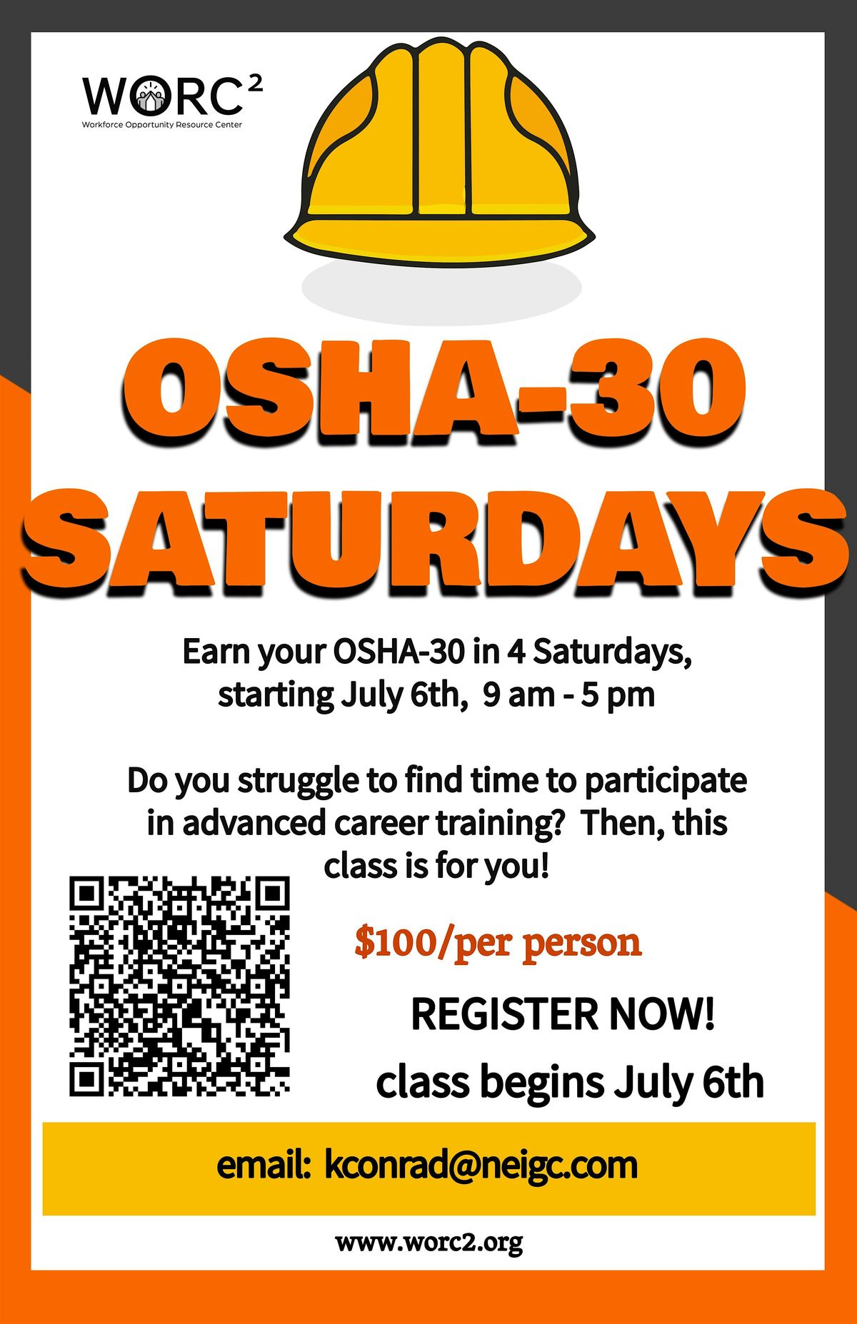 WORC2 Presents:  OSHA-30 Saturdays, Summer Edition