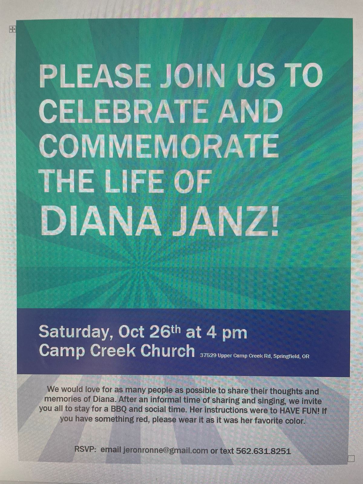 Diana Janz Memorial 