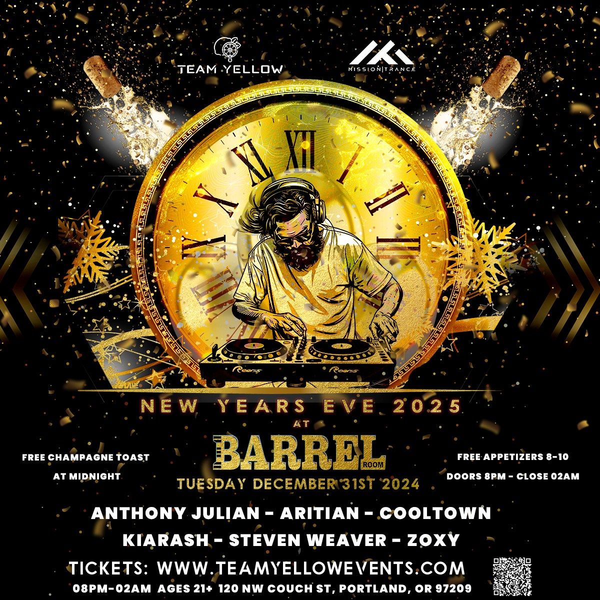 \ud83c\udf4b\ud83d\udc99 Team Yellow x Mission Trance: New Years Eve 2025 at Barrel Room [Former Whiskey Bar]