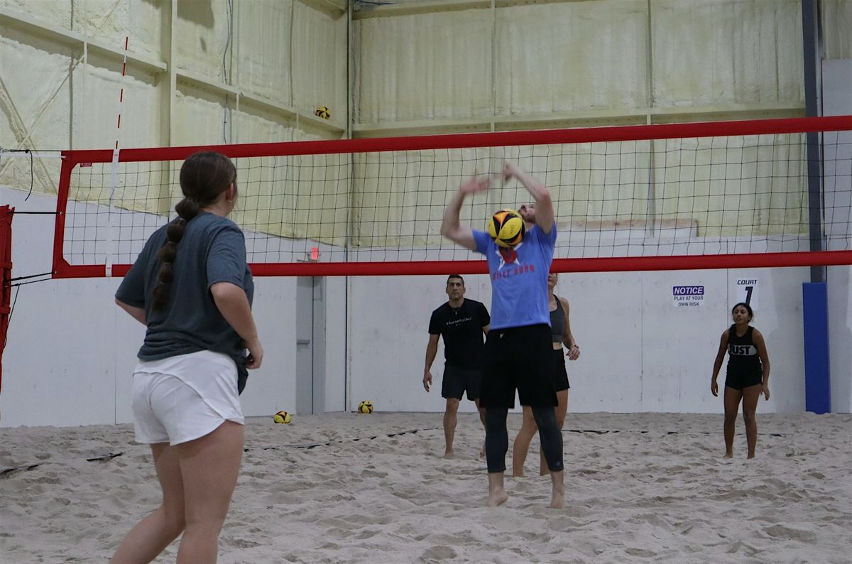 RSVP through SweatPals: Indoor Sand Volleyball Open Play 3s\/4s | $12\/person