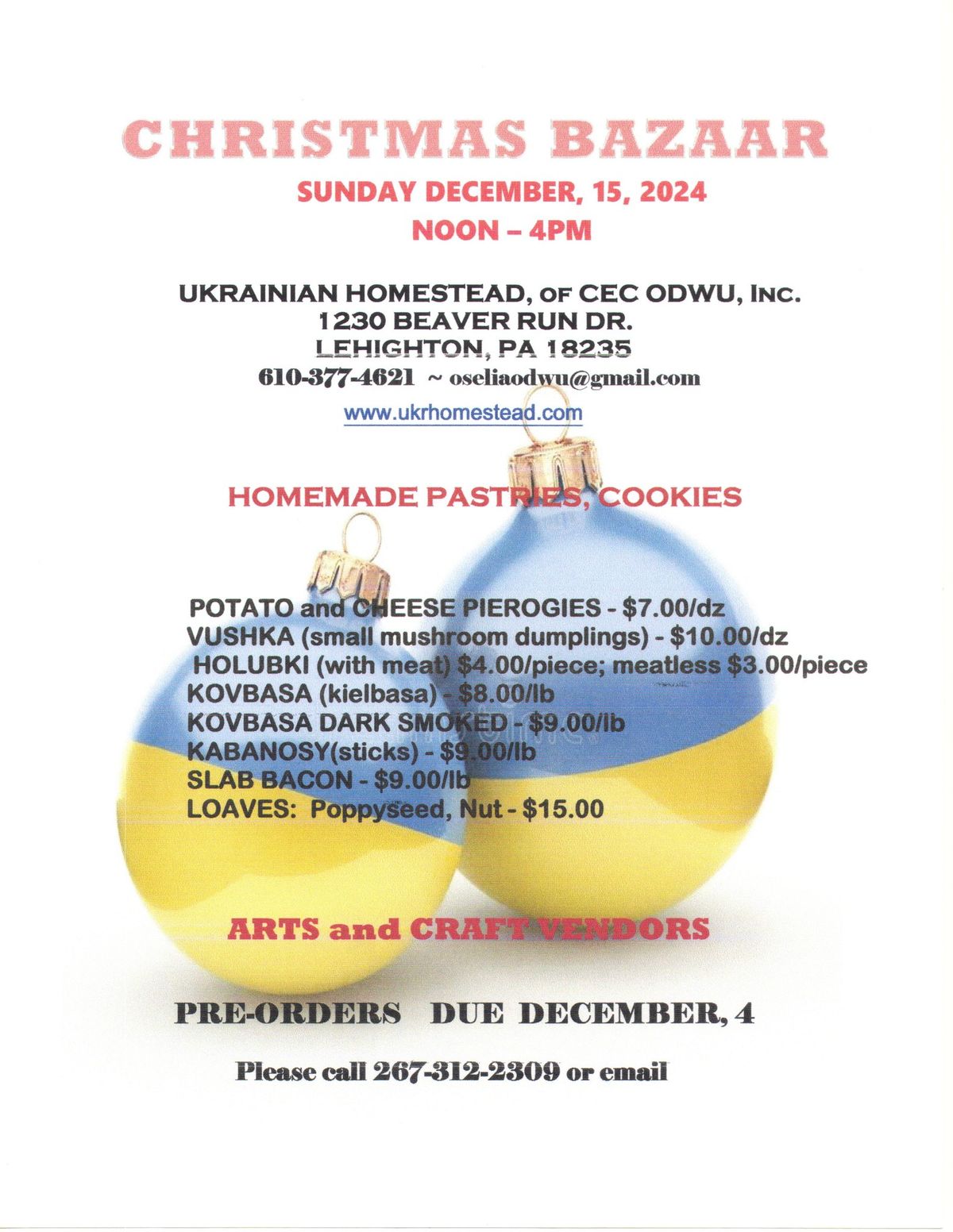 Christmas Bazaar at the Ukrainian Homestead