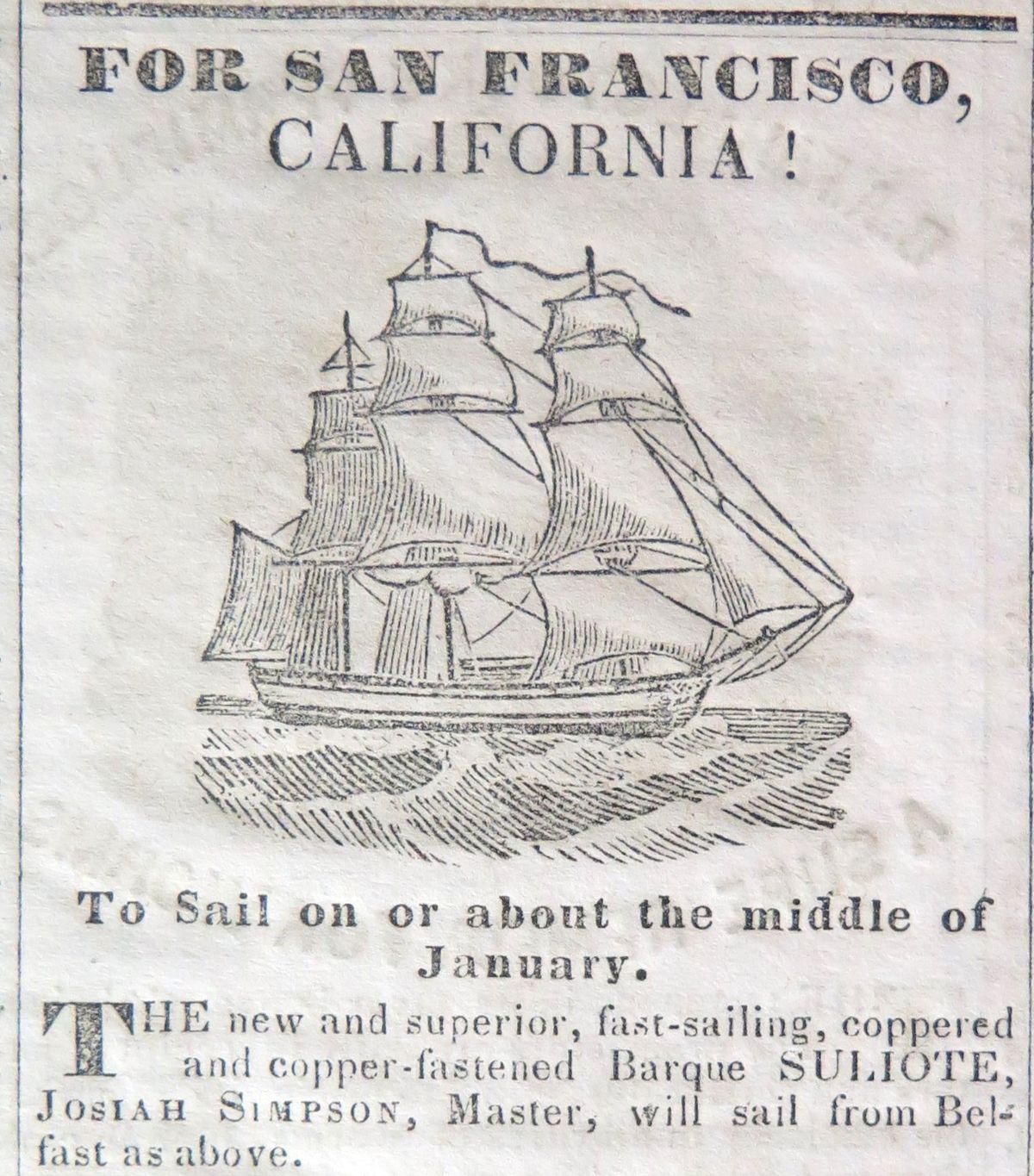 Your Father Fears New England Will Be Depopulated: Belfast and the Rush to California