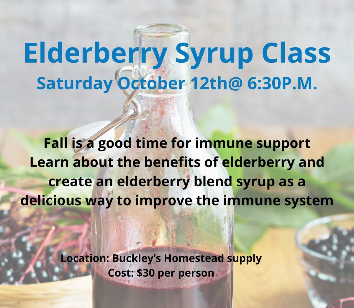 Elderberry Syrup Class October 12