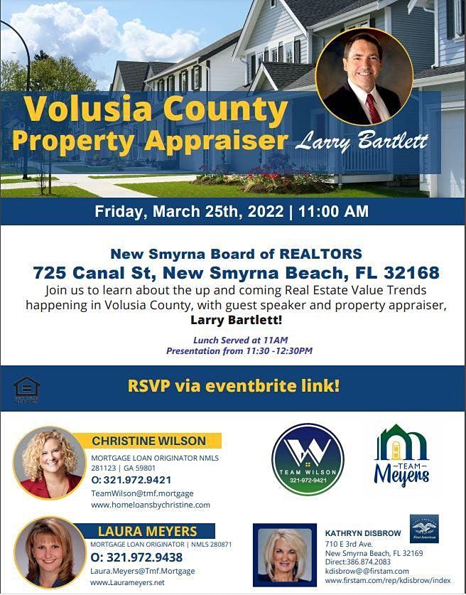 VOLUSIA COUNTY PROPERTY APPRAISER EVENT, New Smyrna Beach Board