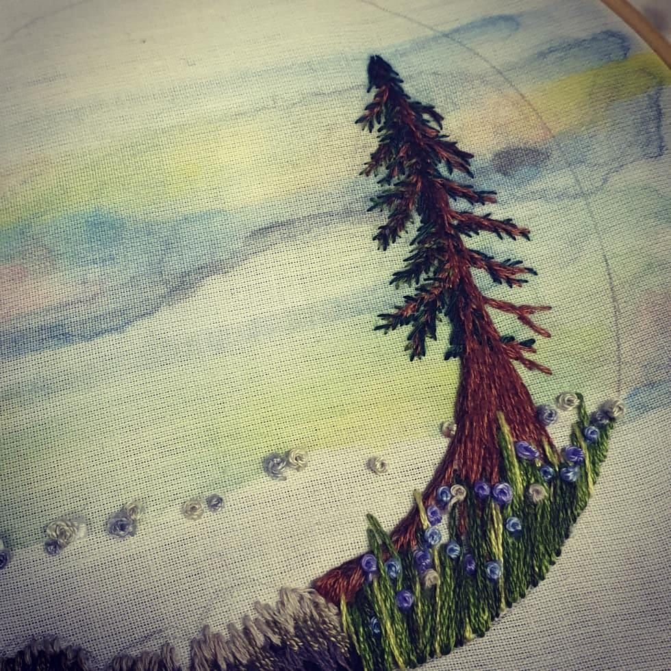 Miniature landscape embroidery workshop