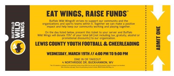 Lewis County Youth Football & Cheerleading - Eat Wings Raise Funds