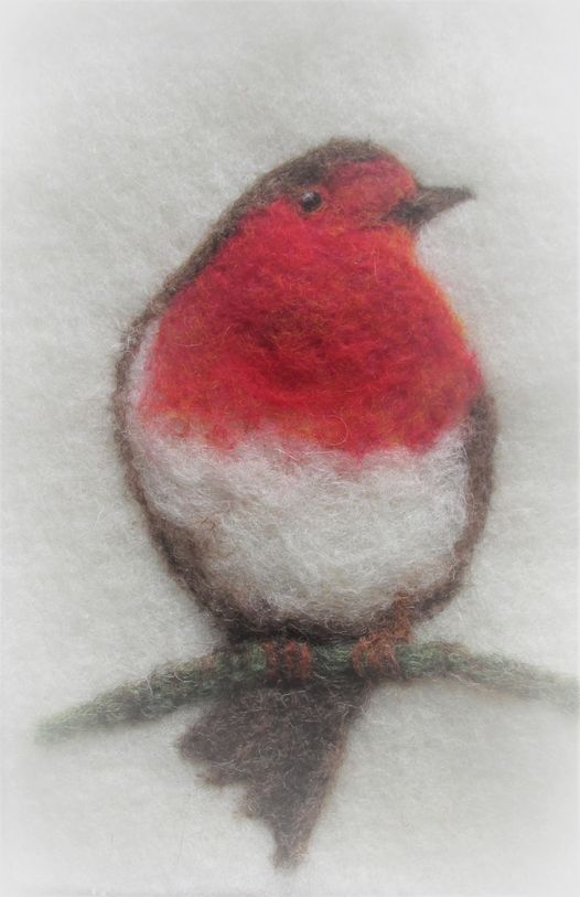 Needlefelted 2D Robin picture. £25pp, Oak Tree Animals' Charity