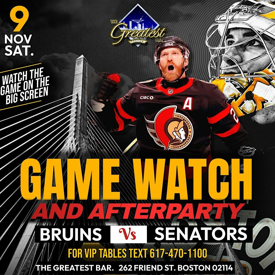 Bruins vs. Senators Watch Party @The Greatest Bar