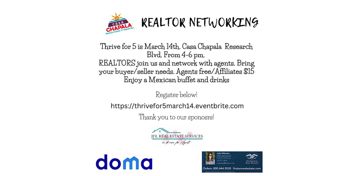 Thrive for 5 REALTOR Network Event at Casa Chapala