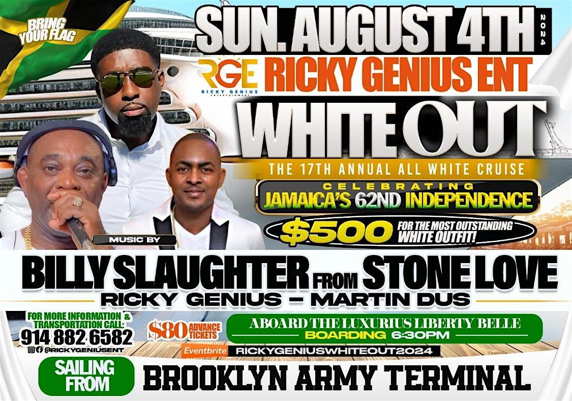 RICKY GENIUS WHITE OUT 2024 ALL WHITE JAMAICAN INDEPENDENCE CRUISE