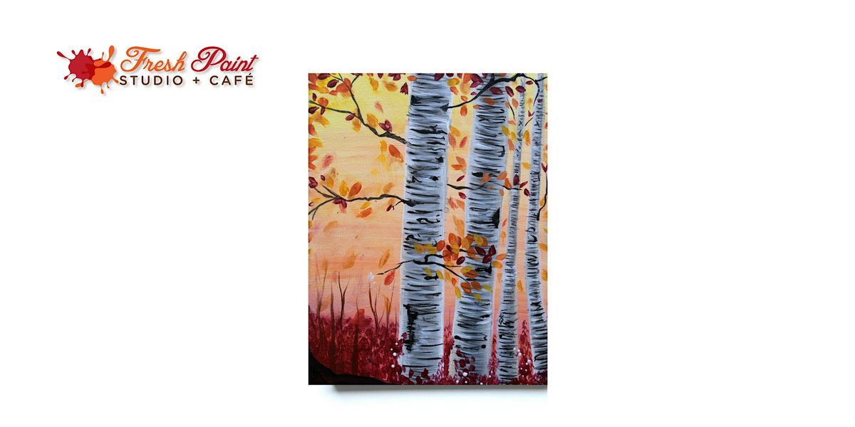 In-Studio Paint Night \u2013 Autumn Birch Trees Acrylic Painting