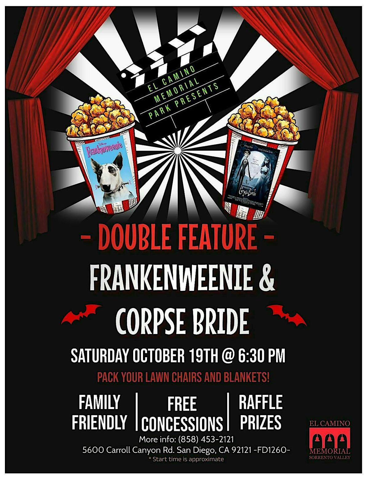 Frankenweenie & Corpse Bride Double Feature at El Camino Memorial Park