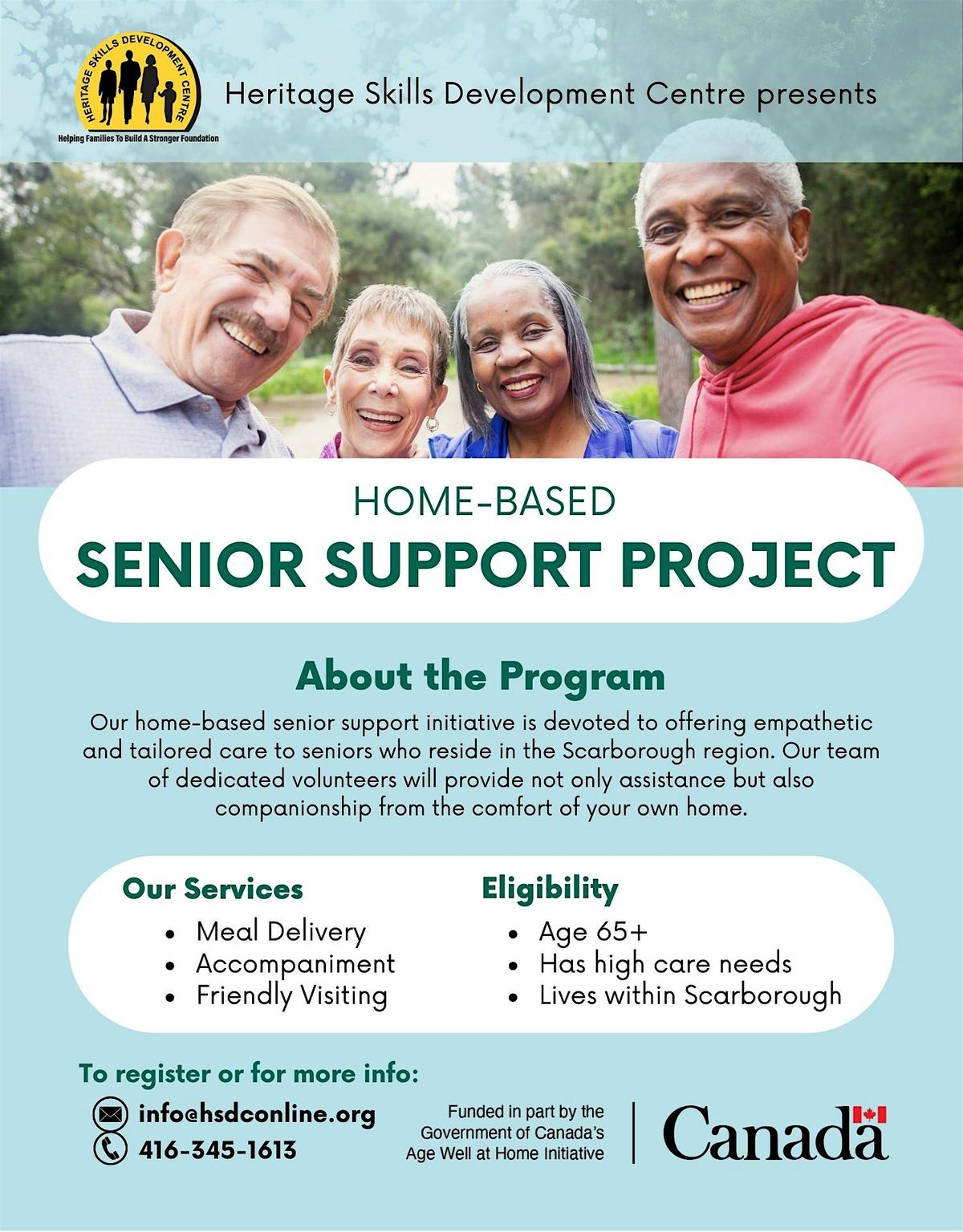 Free Senior In Home Support Program- Meals, Friendly Visiting in Scarboroug