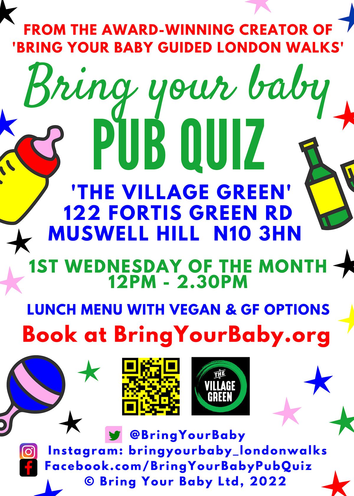 BRING YOUR BABY PUB QUIZ @ The Village Green, MUSWELL HILL (N10)