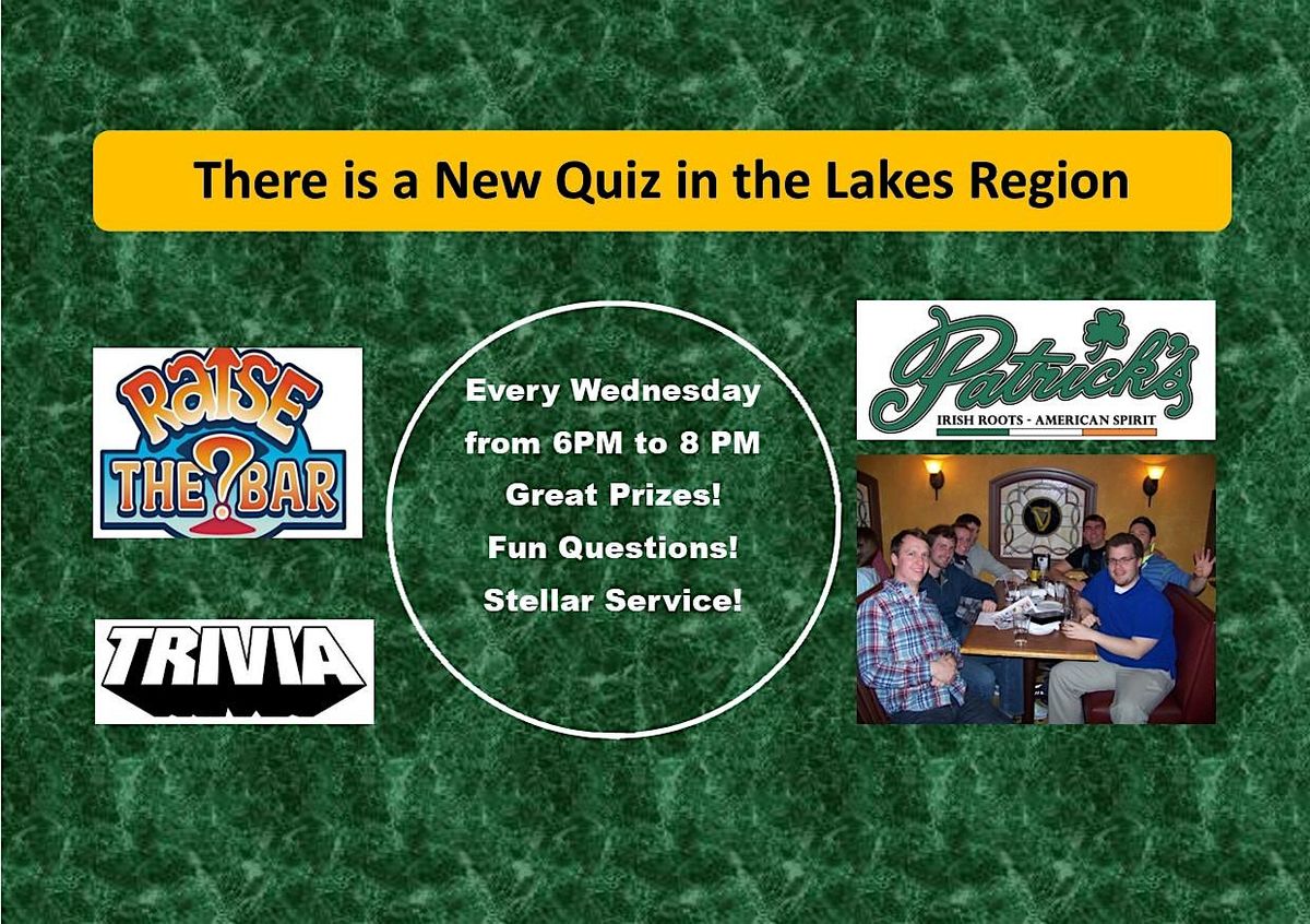 Raise the Bar Trivia Wednesdays at Patrick's Pub