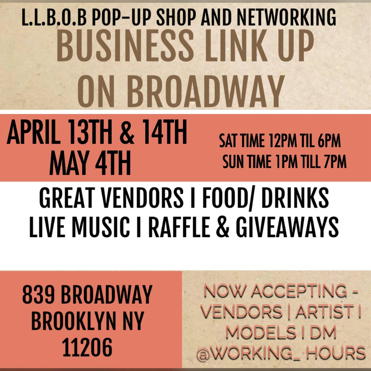 BUSINESS LINK UP ON BROADWAY ( NYC POP-UP SHOP