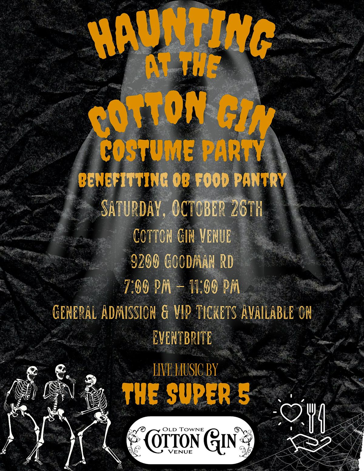 The Haunting at the Cotton Gin: Costume Party & Food Drive