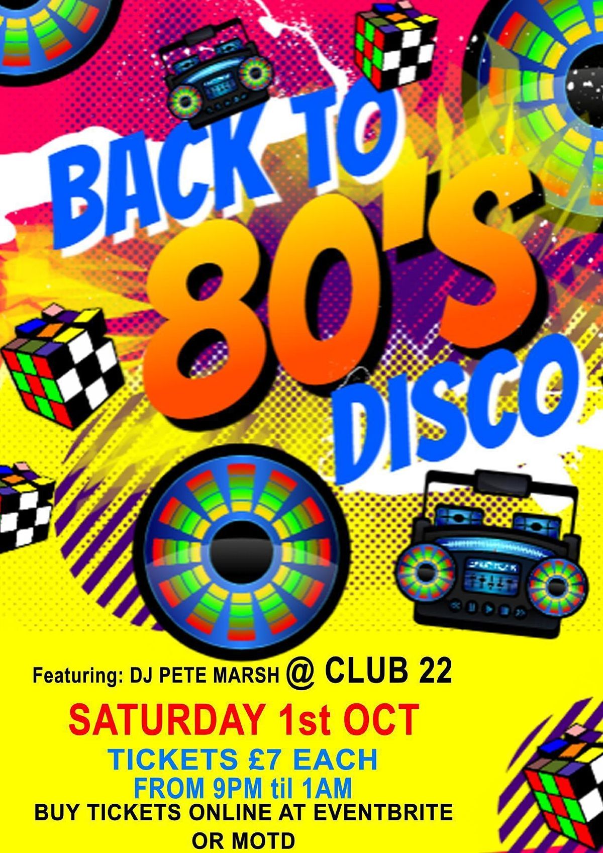 Back To The 80s Disco with DJ PM @ Club 22