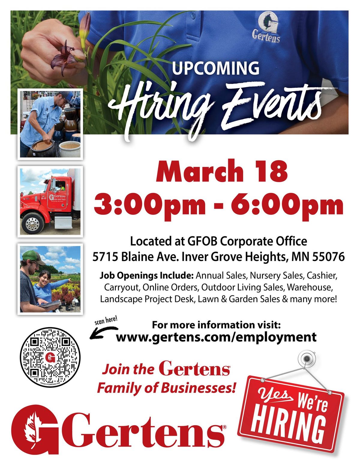 Hiring Event at Gertens!