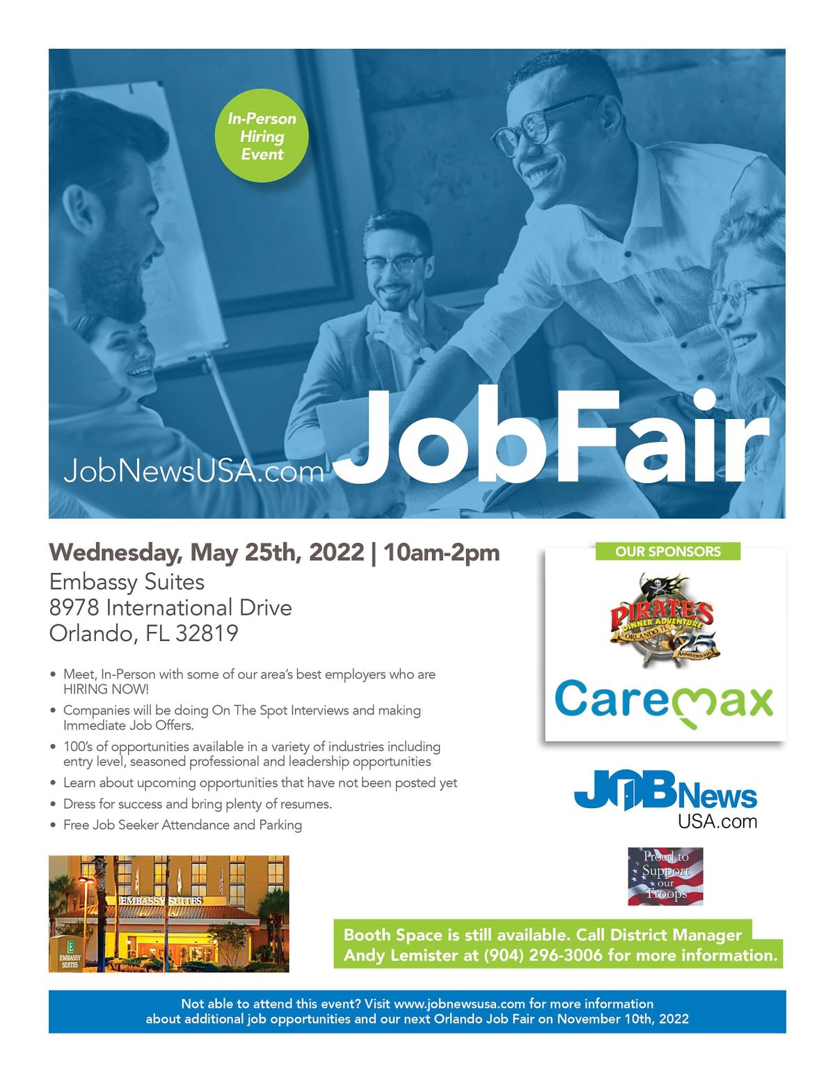 Orlando Job Fair OVER 750 JOBS Available on May 25th, Embassy Suites
