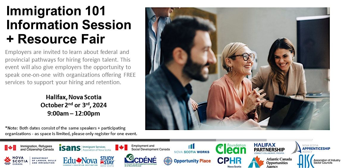 SESSION 1: Immigration 101 for Employers + Resource Fair - Halifax, NS