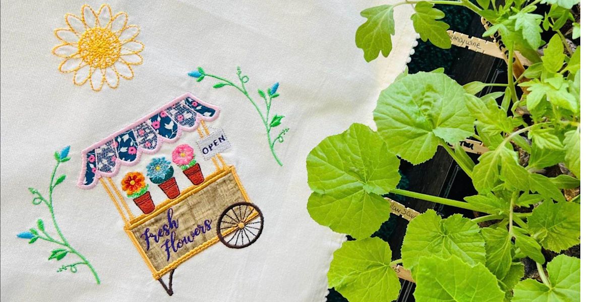 FORT COLLINS Flower Cart Tea Towel Beginner Machine Embroidery