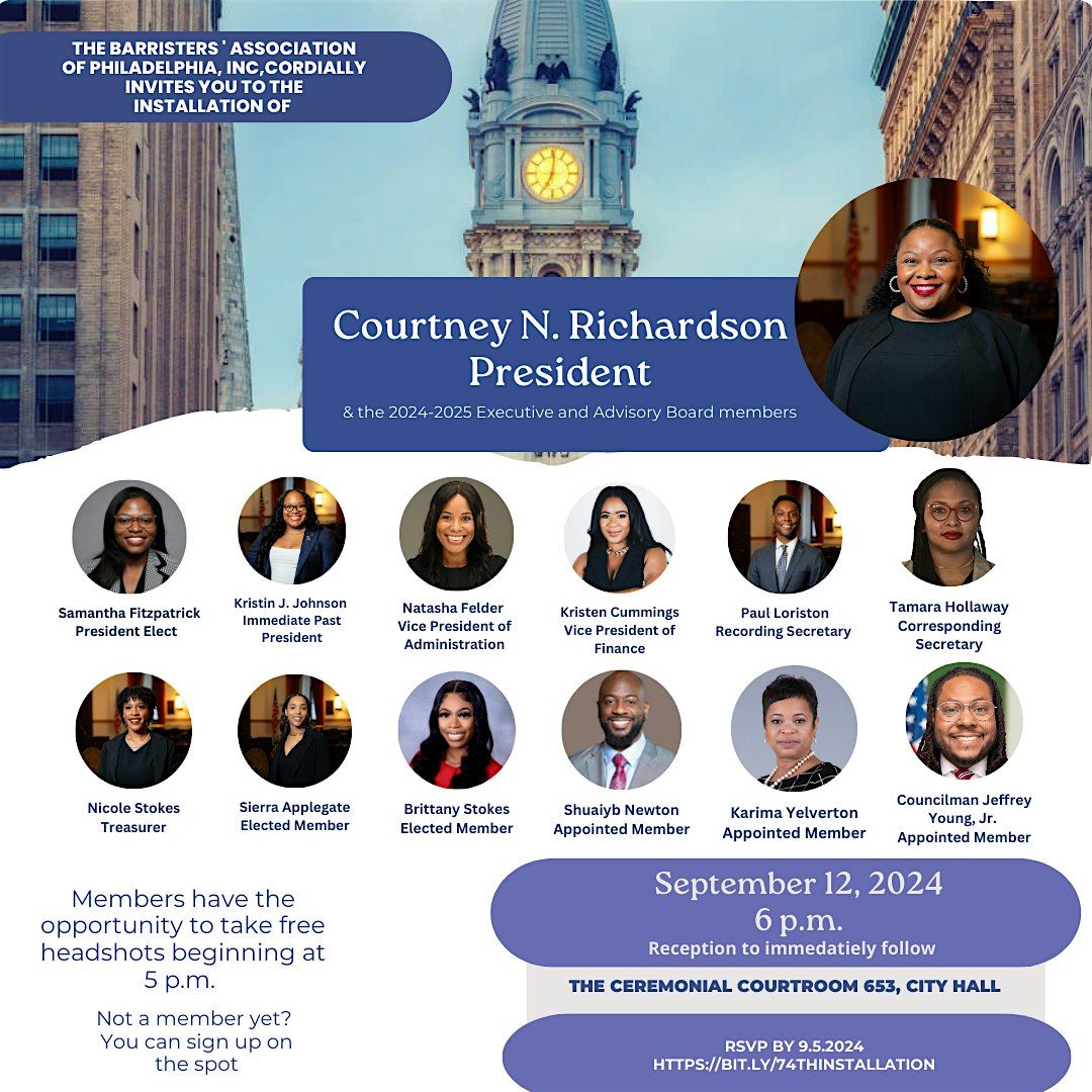 Barristers' Association of Philadelphia, Inc.  74th  Installation Ceremony